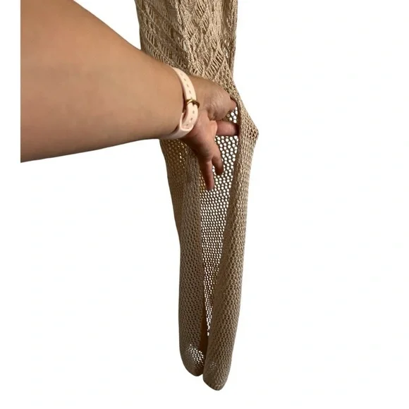 Crochet dress or beach cover up beige one size - Picture 3 of 5